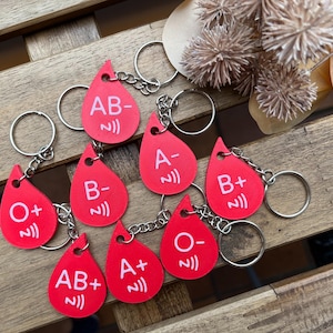 Blood Type Keychain with NFC Chip – Personalized Emergency Contact, Gift Idea & 3D Printed