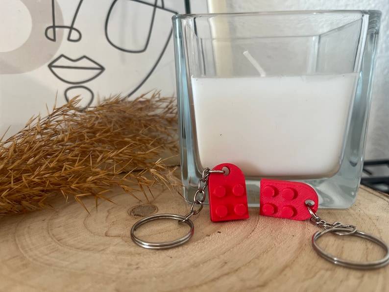 Liebespaar Keychains 2-teiliger Herz-Schlüsselanhänger im Lego-Design, perfekt für Paare zdjęcie 6