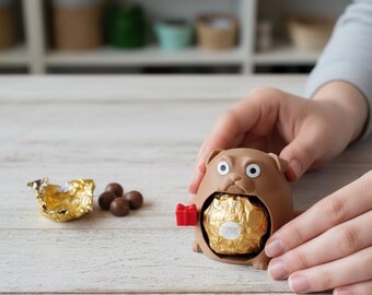 Chonkers Dog Chocolate Holder: Funny Gift Idea, Candy Display, Holiday Table Decor, Small Figurine, Cute Stocking Stuffer