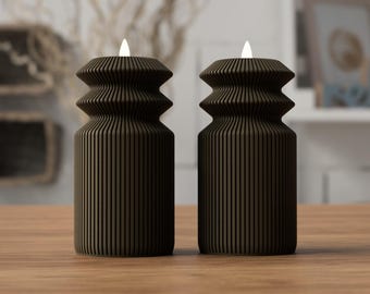 Shiro LED Candle Holder with Hidden Compartment, Japandi Decor, Secret Storage, Modern Home Accent