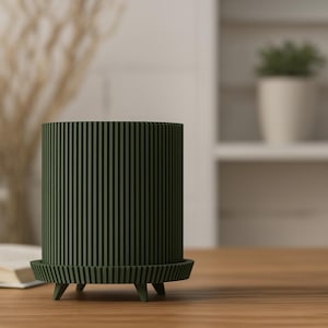 Modern 3D Printed Planter with Saucer and Stand – 32 Colors – Sustainable Flower Pot for Indoor Plants, Herbs & Home Decor