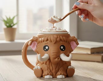 Mammoth Ice Cream Pint Holder with Drawer, Cute Dessert Accessory, Funny Kitchen Gift for Ice Cream Lovers
