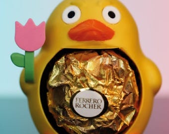 Chonkers Duck Chocolate Holder Figurine, Funny Desk Gift with Interchangeable Accessories