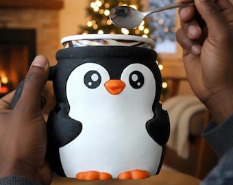 Penguin Ice Cream Pint Holder for 473ml Cups, Snack Drawer, Cute Kitchen Gift for Ice Lovers
