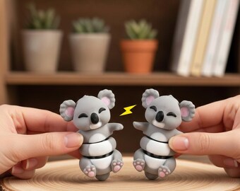 Flexi Koala Keychain: Articulated Animal Charm, Magnetic Paws, Cute Bag Accessory, Gift for Couples and Friends