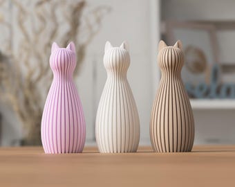 Modern Cat Figurine, Japandi Decor Sculpture, Minimalist Home Accent for Cat Lovers and Family Display Collection