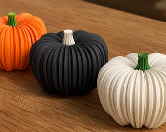 Lampa dyniowa drukowana w 3D z diodami LED – dostępna w 32 kolorach | Jesienna dekoracja na Halloween, stół i parapet