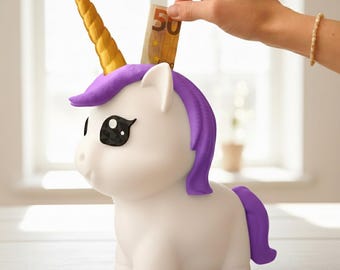 Unicorn Piggy Bank for Kids, cute money box for coins, pastel unicorn decor, gift for girls & unicorn lovers