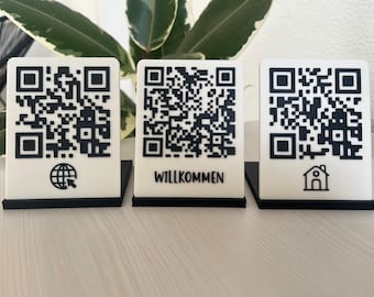 QR Code Plaque with Stand - Customizable with Text/Symbol, Unique Display - 3D Printed