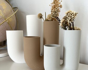 Modern U-Shaped Vase – 3D-Printed Decorative Vase in 32 Colors, Made of PLA | Minimalist Design for Dried Flowers | Japandi & Scandi Style