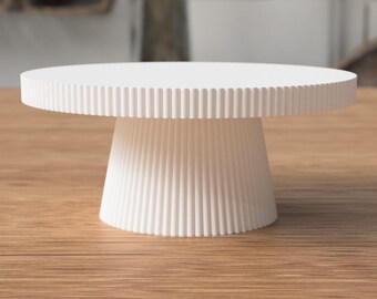 Japandi Decor Tray, Round Display Stand with Hidden Storage & Ribbed Edge, Minimalist Organizer for Candles and Home