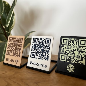 Crachá de código QR personalizável impresso em 3D com suporte | WLAN, web, criptografia, evento, texto/símbolo | Design moderno feito de PLA