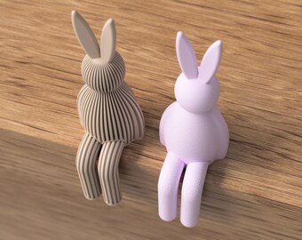 Shelf Sitting Easter Bunny Japandi Decor for Shelf, Modern Easter Figurine with Movable Legs, Minimal Spring Decoration