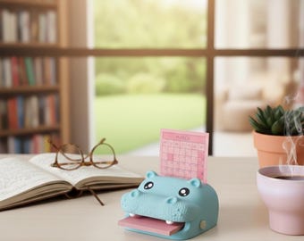 Hippo-Campus Desk Organizer: Sticky Note Holder, Pen Holder & Stencil Organizer, Cute Office Decor, Gift for Desk, Study, Home Office