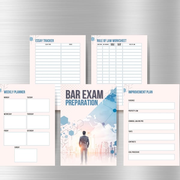 Bar Exam Prep & Study Planner | Bar Exam Study Aide | Exam Success | Law Study Resource | Strategic Study Planner