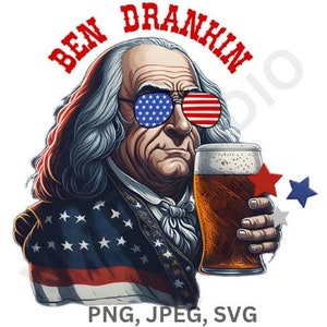 4th of July Clipart T-shirt Watercolor Fourth of July Ben Drankin PNG T shirt Graphic Art Gift Funny Logo Tshirt Vintage Ben Drankin SVG