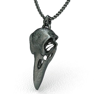 Sterling Silver Raven Skull Pendant For Men And Women Raven Skull Pendant Birthday Gift For Bestfriend Gift For Gothic Jewelry Lover