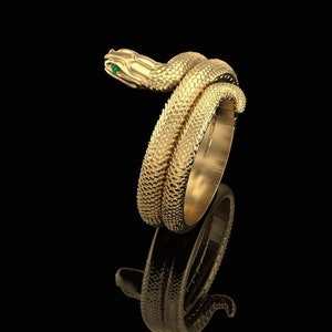 14KT Gold Over Emerald Serpent Wrap Ring Snake Ring Serpent Ring Viking Ring Vintage Inspired Ring Snake Jewelry Snake Band Ring for Women