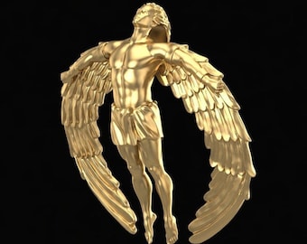 14kt Gold Plated Icarus Necklace Icarus Wing Pendant Mythical Greek Jewelry Greek Themed Surrealist Jewelry Unique Necklace Gift for Him