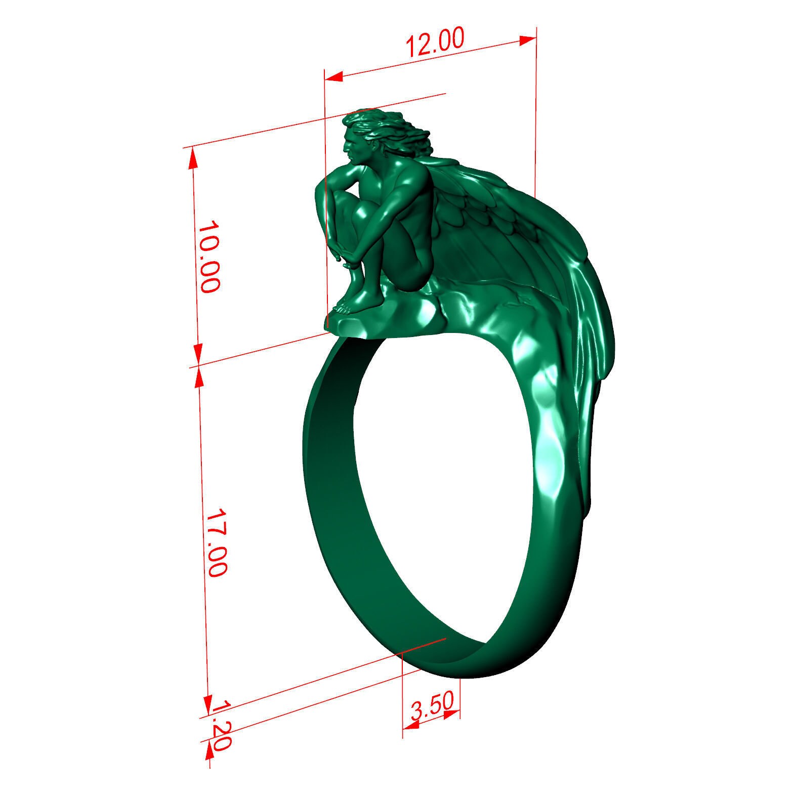 14KT Gold Plated Angel Wing Ring Minimalist Feather Protection Ring ...