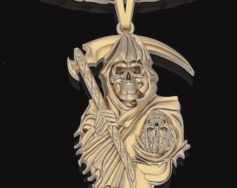 Colgante del Ángel de la Muerte, Colgante Gótico, Collar de la Parca, Regalo para Mejor Amigo, Amuleto de Protección de la Parca, Colgante de Calavera, Joyería de Halloween