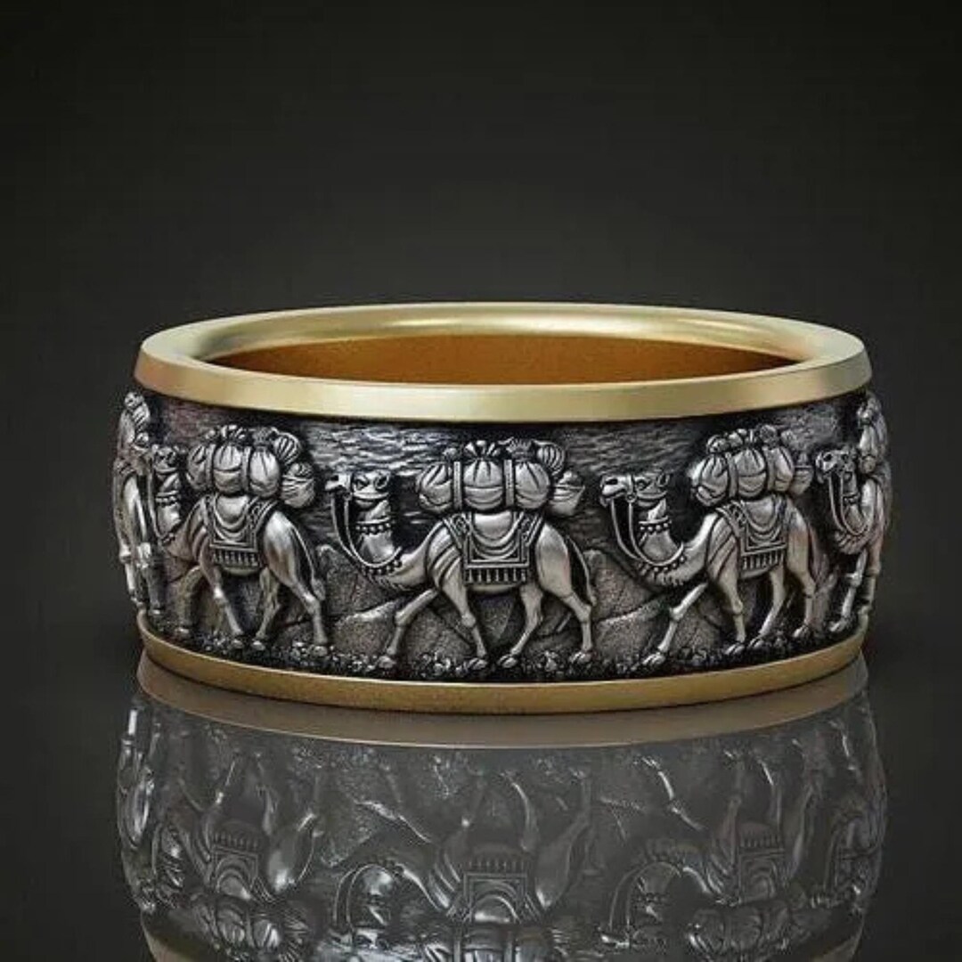 Camel Caravan Band Ring Anniversary Gift Antique Style Ring Camel ...