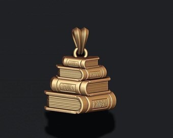 14KT Gold Plated Books Pendant Graduation Gift Anniversary Gift For Her Minimalist Pendant Gift For Book Lover Unique Pendant Teacher Gift