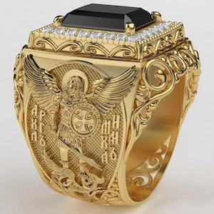 Archangel Michael Signet Ring Anniversary Gift Birthday Gift Statement Ring Spiritual Jewelry Gift For Bestfriend Warriors Jewelry Christmas Gift Personalized Jewelry Protection Jewelry Gift For Angle Lover Archangel Michael Ring Orthodox Religious Ring, Ring For Special Occasion Catholic Saint Jewelry Thanksgiving Gift