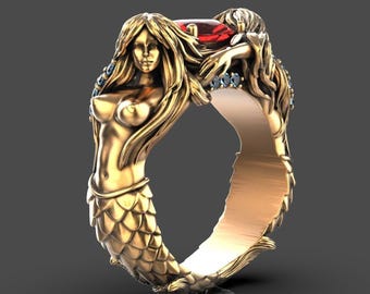 Zeemeerminring voor vrouwen Unieke visontwerpring Vissenstaartontwerpring Vintage stijl visband voor vrouwen Verjaardagscadeau Fantasy Ocean Sieraden