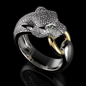 Panterring Leopardring Grönöga panterring Jaguarring Statementring Djurinspirerande diamantring Hiphopring Gåva till djurälskare