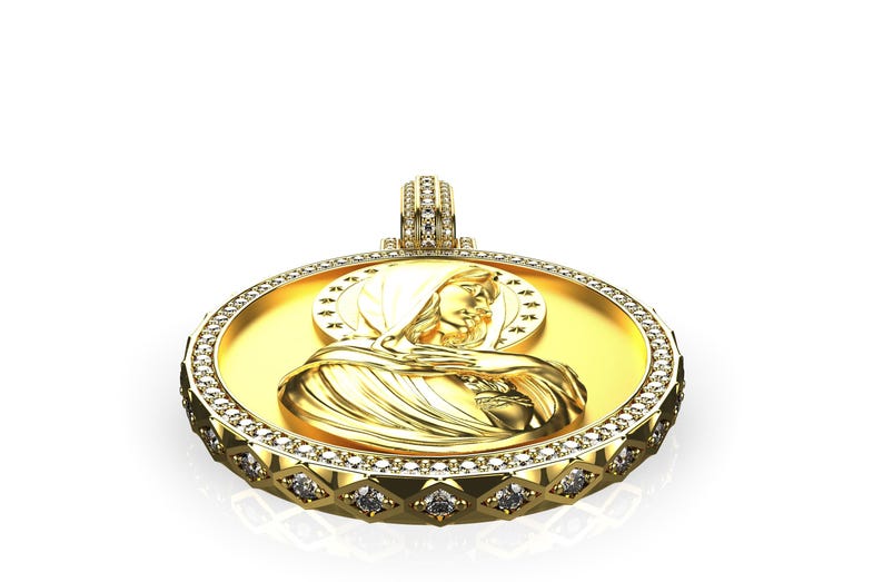 14K Gold Virgin Mary Pendant Necklace: Hip Hop Religious Jewelry - Etsy