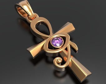 14kt Gold  Plated Ankh Pendant Egyptian Cross Ankh Pendant Gift For Men And Women Gemstone Pendant Sterling Silver Protection Cross pendant