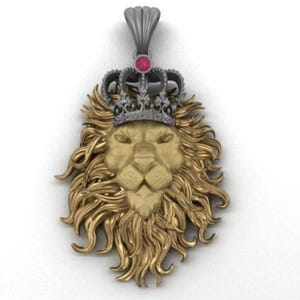 Silver Lion King Pendant King of the Jungle Lion Necklace Jewelry Leo Zodiac Necklace Ruby Diamond Lion Pendant Personalized Gift for Men