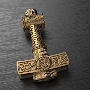 Thorshammer Anhänger 14KT Vergoldet Thor Hammer Anhänger Mjölnir Anhänger Wikinger Anhänger Halskette Wikinger Schmuck Weihnachtsgeschenk