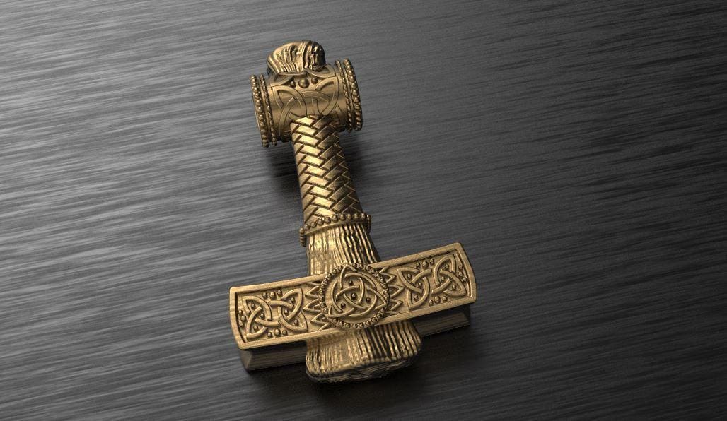 14KT Gold Plated Thor Hammer Pendant Old West Norse Mjolnir Pendant Viking Necklace Norse Mythology Necklace Viking Jewelry Christmas Gift