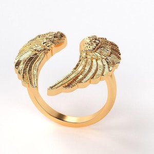 Wings Ring Anniversary Gift Gothic Boho Jewelry Statement Ring Adjustable Feather Ring Birthday Gift Trendy Fashion Ring Angle Wings Ring