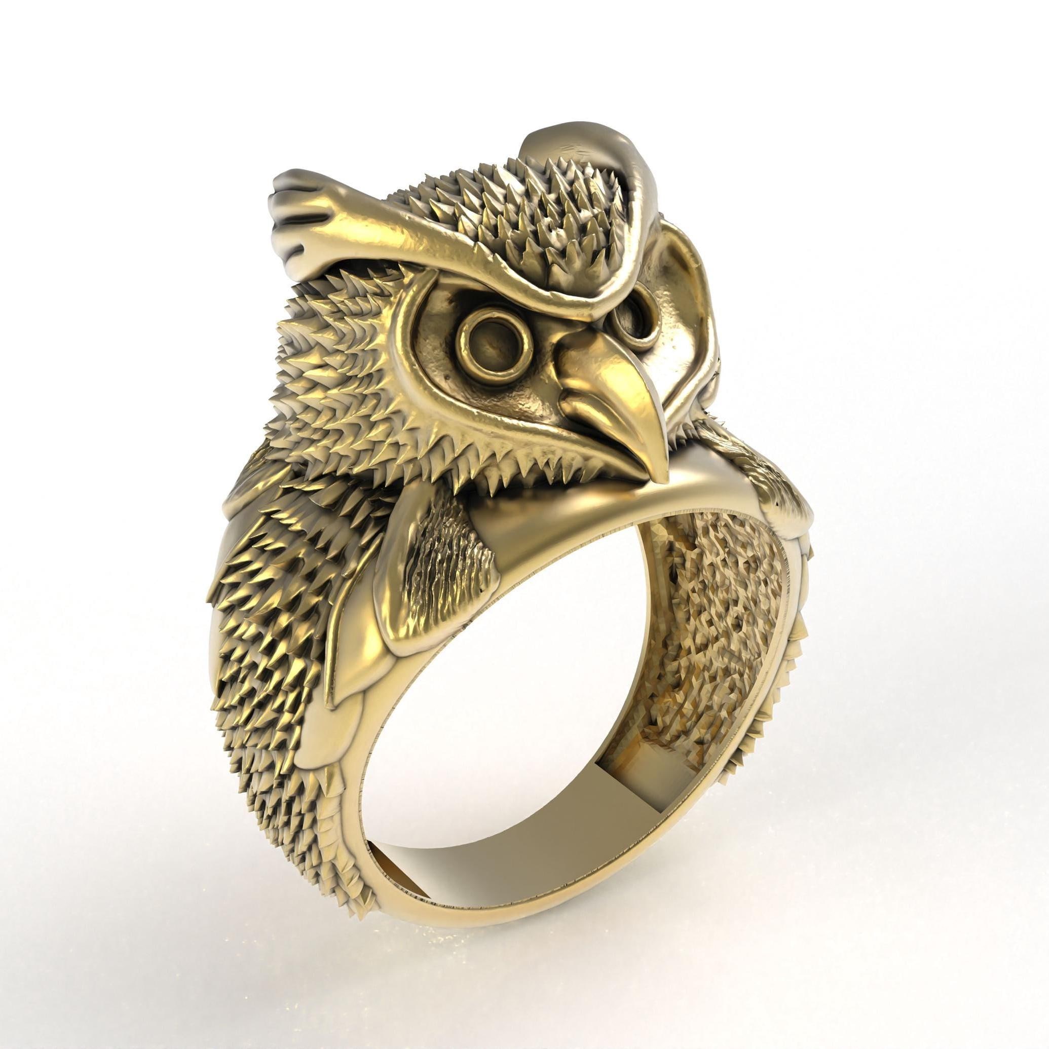 Sterling Silver Owl Hip Hop Ring Owl Lovers Gift Anniversary Gift Bird Ring For Men Perfect Birthday