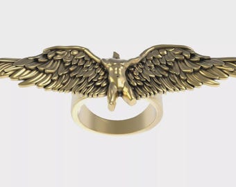 Angel Wings Ring Spiritual Accessory Statement Ring Mythical Jewelry Gift For Bestfriend Antique Ring Christmas Gift Biker Jewelry For Him