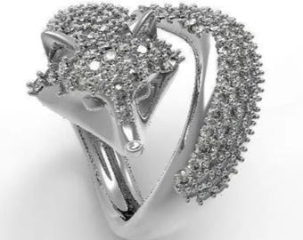 Pave Fuchs Ring: 925 Sterling Silber Tier Schmuck
