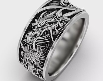 Dragons Fury Ring Anniversary Gift Fantasy Dragon Ring Gift For Animal Lover Viking Style Jewelry Gift For Bestfriend Gothic Dragon Band