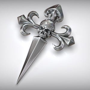 Sterling Silber Orden Santiago Kreuz Schädel Anhänger Anhänger für Männer und Frauen Anhänger für Gothic Schmuck Liebhaber Minimalist Skeleton Schmuck