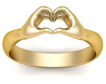 Sterling Silber Ring Herz Hände Umarmung Ring verstellbar minimalistisch umarmt Ring Jahrestag Geschenk für sie personalisierte Ring Geschenk für Freundin