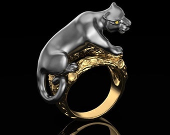 Handmade Sterling Silver Tiger Ring: Leopard Animal Jewelry