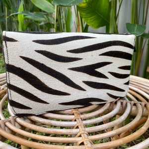 zebra wallet made from cow leather