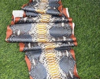 Cuir véritable de peau de serpent multicolore