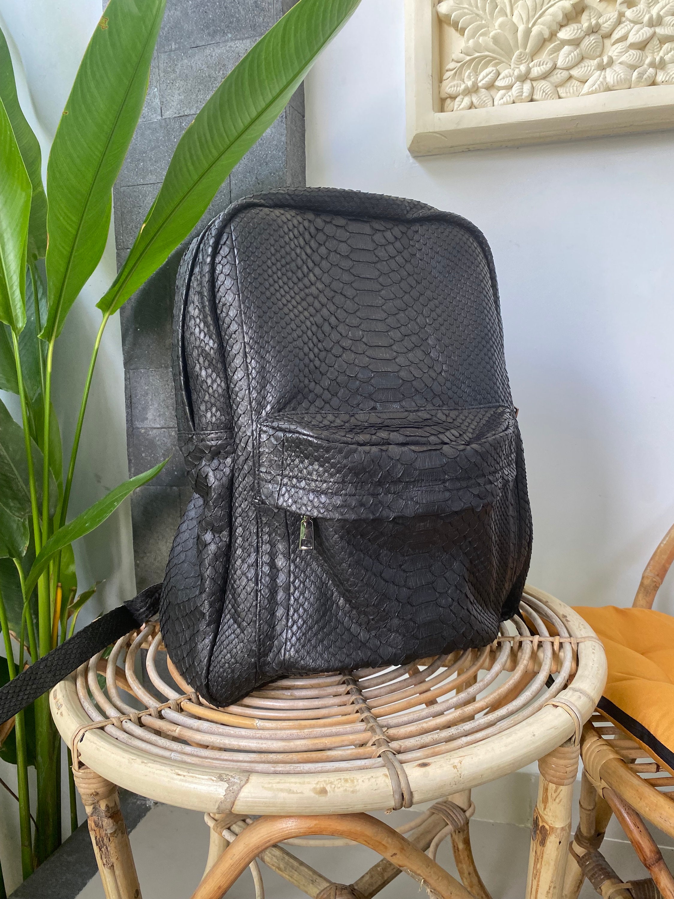 Black Backpack Python Bag - Etsy