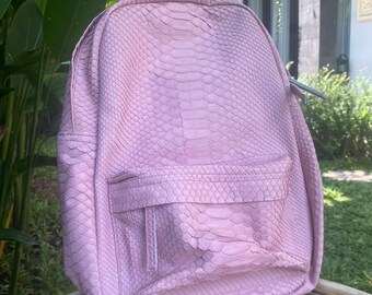Mochila de pele de píton rosa