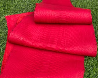Véritable cuir phyton rouge