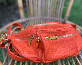sac banane en python véritable orange