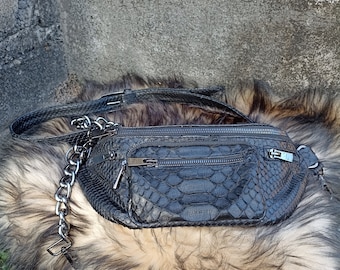 Sac banane en python noir